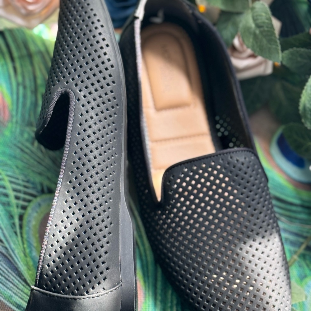 Morgan Taylor Black Perforated Leather Loafers - Picture 2 of 3